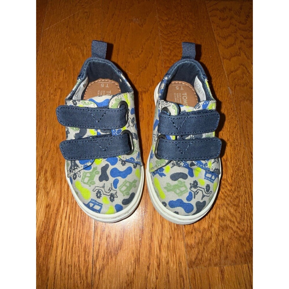 TOMS Toddler Shoes Size 5C Velcro Slip On Sneakers Kids